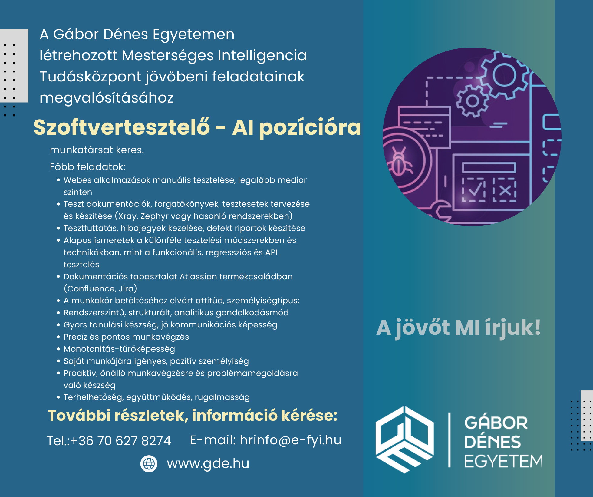 Karrier bélyegképe: Szoftvertesztelő - AI pozícióra