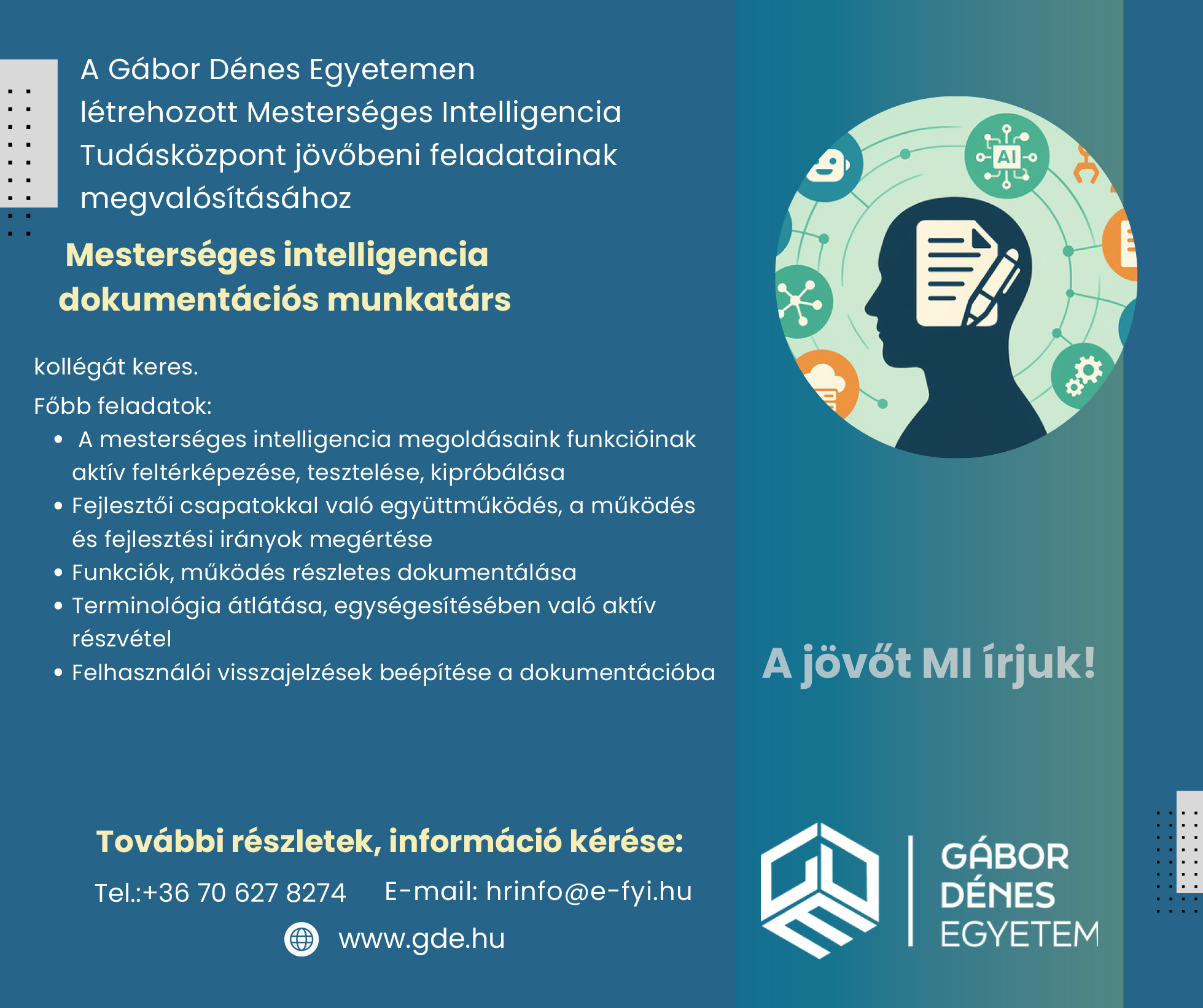 Karrier bélyegképe: Mesterséges intelligencia dokumentációs munkatárs