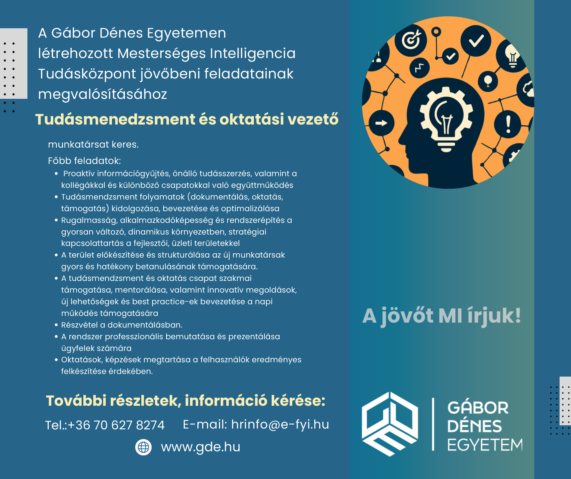 Karrier bélyegképe: Tudásmenedzsment és oktatási vezető
