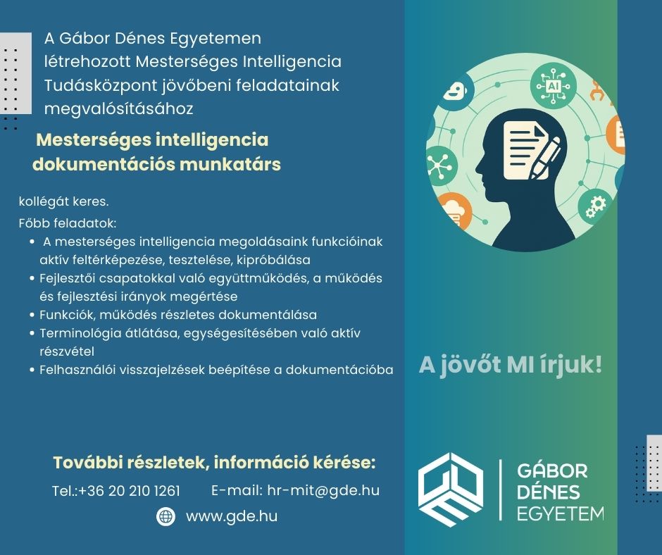 Karrier bélyegképe: Mesterséges intelligencia dokumentációs munkatárs
